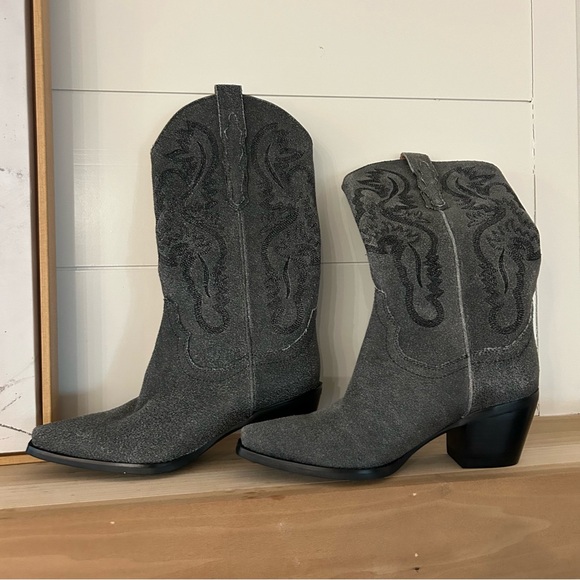 New Jeffrey Campbell Dagget Western Boots Distressed Grey Cowgirl - Picture 4 of 6